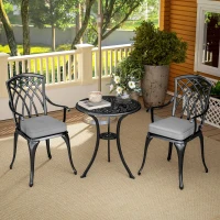 Outsunny Three-Piece Cast Aluminium Bistro Set - Black(m-8)