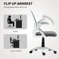 HOMCOM Breathable Mesh Office Chair, Ergonomic Swivel Computer Chair with Flip-up Armrests, Lumbar Back Support for Home/Office, Grey(m-7)