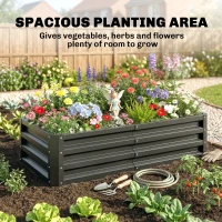 Outsunny Raised Beds for Garden, Galvanized Outdoor Planters, for Herbs and Vegetables, Use for Patio, Backyard, Balcony, Grey(m-4)