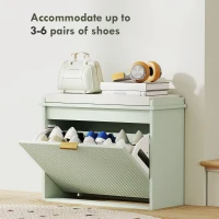 HOMCOM Elegant Six Shoe Bench, with Top Seat - Green(m-5)