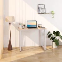 HOMCOM Computer Desk, Writing Table, 100 x 60 x 76cm Workstation for Home Office, Study with Metal Frame, Simple Assembly, White(m-7)