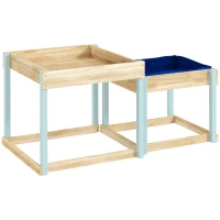 AIYAPLAY 2 PCS Wooden Outdoor Sand and Water Play Tables with Bottom Liner for Kids Aged 3-8 Years Old, Natural Wood Finish(m-11)