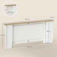 HOMCOM Radiator Cover with Open Storage Shelves, Vertical Slatted Cabinet Shelf Heater Cover for Living Room, Hallway, Extra Large, White(m-3)