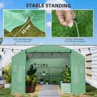 Outsunny 13 x 9.8ft Walk-In Polytunnel Greenhouse - Green(m-8)