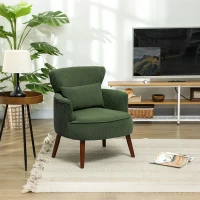 HOMCOM Corduroy Retro Accent Chair - Green(m-2)