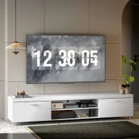 HOMCOM Modern TV unit Cabinet Entertainment Centre for TVs up to 90" w/ Cabinet Shelf for Living room Bedroom White(m-9)