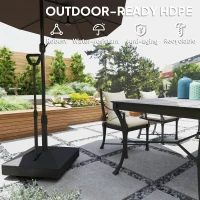 Outsunny Garden Parasol Base with Adjustable Wheels and Handle, Garden Sun Umbrella Base Parasol Stand, Filled Up to 55kg with Stand, 45kg with Water for 35, 38, 48 mm Poles, Black(m-6)