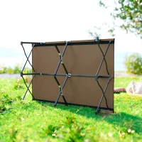 Outsunny Double Camping Cot Bed, with Bag - Khaki(m-7)