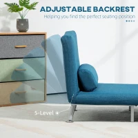 HOMCOM Single Linen-Look Sleeper Chair - Blue(m-5)