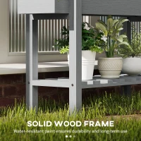 Outsunny Wooden Two-Tier Raised Planter - Grey(m-7)