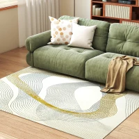 HOMCOM Modern Area Rug, Machine Washable Rug, Allergy-Friendly Floor Carpet for Living Room, Bedroom, Dining Room, Home Office, 170 x 120 cm, Cream White(m-2)