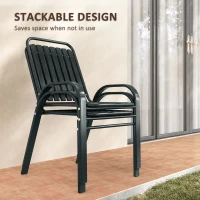 Outsunny 3 Pieces Patio Bistro Set with Stackable Chairs, Tempered Glass Table, for Outdoor, Balcony, Patio, Garden Charcoal Grey(m-5)