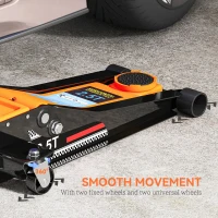 HOMCOM 2.5 Ton Hydraulic Low-Profile Floor Jack, with 7.5-47cm Lifting Range, Wheels, Orange(m-7)