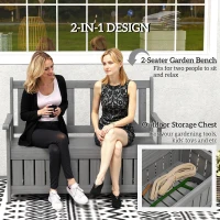 Outsunny 2-Seater Garden Storage Bench for Patio Wood Porch Decor Outdoor Seating, Charcoal Grey(m-4)