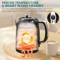 HOMCOM Polished Retro 40-100°C Kettle and Toaster Set - Black(m-5)
