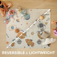 AIYAPLAY Baby Play Mat, Double Sideded Foldable Kids Crawling Mat, Reversible & Waterproof, Astronaut and Planet(m-4)