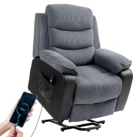 HOMCOM Overstuffed Corduroy Electric Lift Recliner Chair - Dark Grey(m-10)