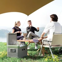 Outsunny 30L Portable Car Refrigerator - Light Green and Grey(m-2)