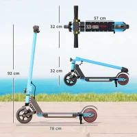 SPORTNOW Folding Electric Scooter for Kids, with Dual Brakes, Front Suspension, LED Colourful Lights, Blue(m-3)