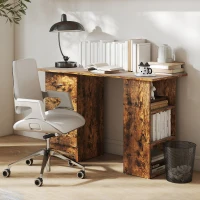 HOMCOM Computer Desk with Drawers, Home Office Desk, Writing Table, PC Workstation with 3 Storage Shelves for Working, Study, 120 x 49 x 72 cm, Rustic Brown(m-8)