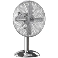 HOMCOM Three-Speed Oscillating Desk Fan - Silver-Tone(m-10)