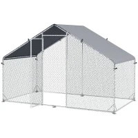 PawHut Galvanised Walk In Chicken Coop Hen House w/ Water-Resist Cover, 3 x 1.7 x 1.9m(m-11)