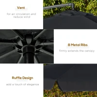 Outsunny 2.7m Garden Banana Parasol Cantilever Umbrella with Crank Handle and Cross Base for Outdoor, Hanging Sun Shade, Black(m-5)