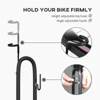 SPORTNOW Vertical and Horizontal Bike Rack Bicycle, Storage Stand with Adjustable Hooks, for 24"-29" Wheels, 700c Bike(m-6)