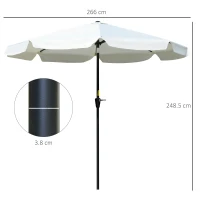 Outsunny 2.7m Patio Parasol Garden Umbrellas with Aluminium Pole, UPF 50+ Outdoor Sun Shade Table Umbrella with Tilt, Crank, 8 Ribs, Ruffles, White(m-3)