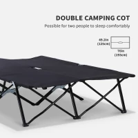 Outsunny Double Camping Cot Bed, with Bag - Black(m-6)