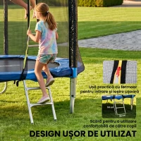 SPORTNOW Trambulină elastică cu scară și plasă de siguranță, din oțel și plastic, Ø180x200 cm, albastru(m-6)