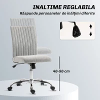 HOMCOM Scaun de Birou fără Brațe, cu Înălțime Reglabilă și Șezut Rotativ, Tapițerie din Material Textil, Gri(m-6)