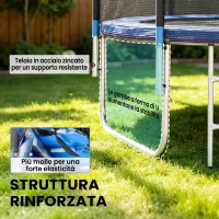 SPORTNOW Trampolino Elastico con Scaletta e Rete di Sicurezza, in Acciaio e Plastica, Ø180x200 cm, Blu(m-7)