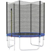 SPORTNOW Trambulină elastică cu scară și plasă de siguranță, din oțel și plastic, Ø180x200 cm, albastru(m-10)