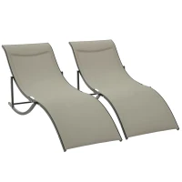 Outsunny Set 2 Sdraio da Giardino Pieghevoli, Lettino Prendisole in Alluminio e Textilene, 61x165x63cm(m-11)