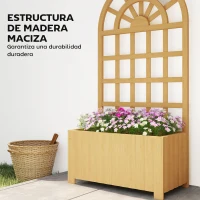 Outsunny Jardinera con Enrejado de Madera con Drenaje para Cultivos Verduras Flores Hierbas 60x30x120 cm Natural(m-7)