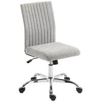 HOMCOM Scaun de Birou fără Brațe, cu Înălțime Reglabilă și Șezut Rotativ, Tapițerie din Material Textil, Gri(m-1)