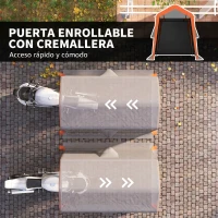 Outsunny Carpa Garaje Portátil 2,4x1,8 m para Coche Impermeable con Puerta Enrollable con Cremallera Ventanas UPF30+ Gris Claro(m-6)