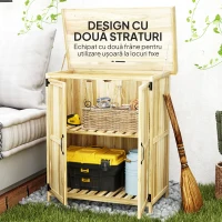 Outsunny Dulap Exterior, Depozit pentru Unelte cu Raft, din Lemn cu 2 Uși pentru Grădină, Terasă, Culoare Lemn Natural(m-6)