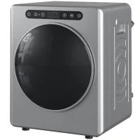 HOMCOM Uscător cu evacuare 5kg, uscător compact independent tip încărcare frontală 1000W cu tambur din oțel inoxidabil, timer, argintiu(m-6)