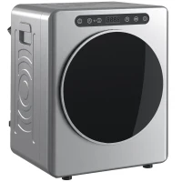 HOMCOM Uscător cu evacuare 5kg, uscător compact independent tip încărcare frontală 1000W cu tambur din oțel inoxidabil, timer, argintiu(m-1)