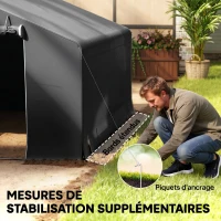 Outsunny Abri de jardin tente de stockage imperméable abri moto porte enroulable fermeture éclair, 300 x 300 x 210 cm, gris foncé(m-7)