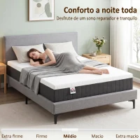 HOMCOM Colchão 190x135 cm Espessura 25 cm Colchão Viscoelástico com Molas Ensacadas de 7 Zonas Firmeza Média Capa Lavável(m-7)