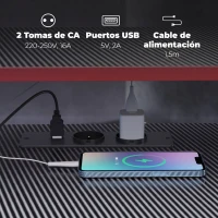 HOMCOM Escritorio Esquinero con Enchufes en Forma de L 128x128 cm con Soporte para Monitor Gancho y Portavasos Negro(m-5)