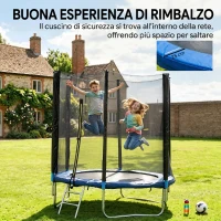 SPORTNOW Trampolino Elastico con Scaletta e Rete di Sicurezza, in Acciaio e Plastica, Ø180x200 cm, Blu(m-5)