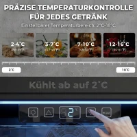 HOMCOM 70 L Getränkekühlschrank, Kühler für 70 Dosen mit Doppelglas-Tür, verstellbar Regal, LED-Beleuchtung Schwarz(m-5)