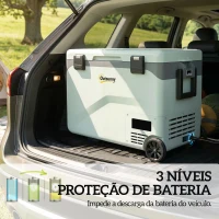 Outsunny Frigorífico Portátil Elétrico 42,5L com Compressor Controlo por App Rodas Alça Barra -20℃ a 20℃ e Suporte para Telemóvel Verde(m-6)