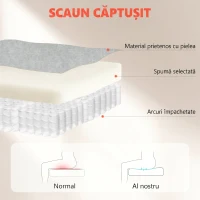 Scaun Ergonomic HOMCOM, Spătar Înalt, Tapițat în Catifea Imprimată, Cotiere Rabatabile, Alb Crem(m-5)
