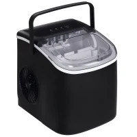 HOMCOM Aparat de gheata pentru blat, 12 kg in 24 de ore, 9 cuburi gata în 6-12 minute, aparat portabil pentru cuburi de gheata cu cupa de gheata si cos, negru(m-11)