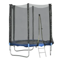SPORTNOW Trampolino Elastico con Scaletta e Rete di Sicurezza, in Acciaio e Plastica, Ø180x200 cm, Blu(m-1)
